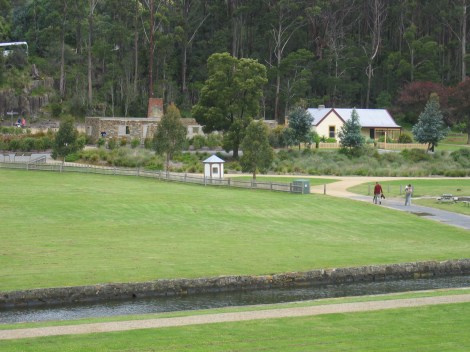 View from Port Arthur Penitentiary over to Broad Arrow Cafe and the Canadian Cottage