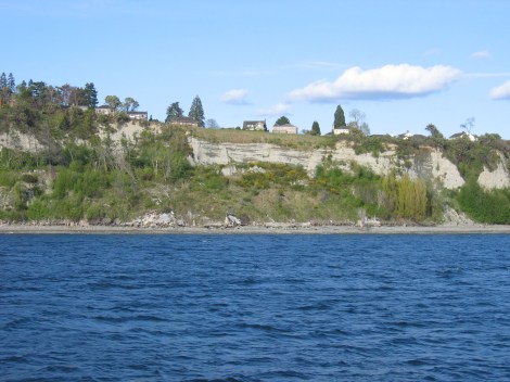 Collapsed houses from cliff-face