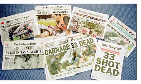 Day 1 front page coverage of the massacre from Australian newspapers 