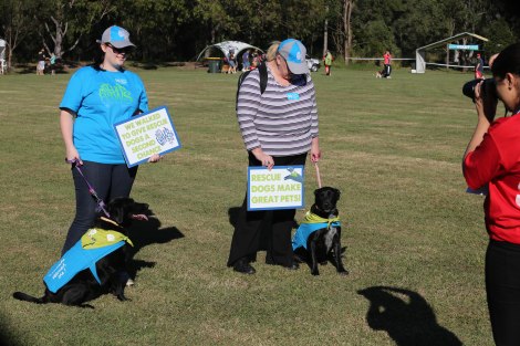 The girls get their pictures taken at the Million Paws Walk